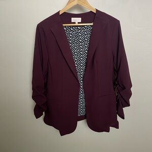 Skies are Blue Raja Collarless Burgundy Blazer